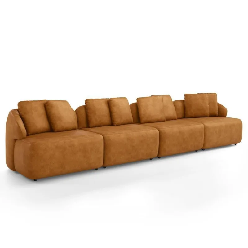 Sofá 5 Lugares Para Sala De Estar Living 394cm Arlo F04 Couríssimo Whisky - Lyam Decor - Lyam Decor - Móveis