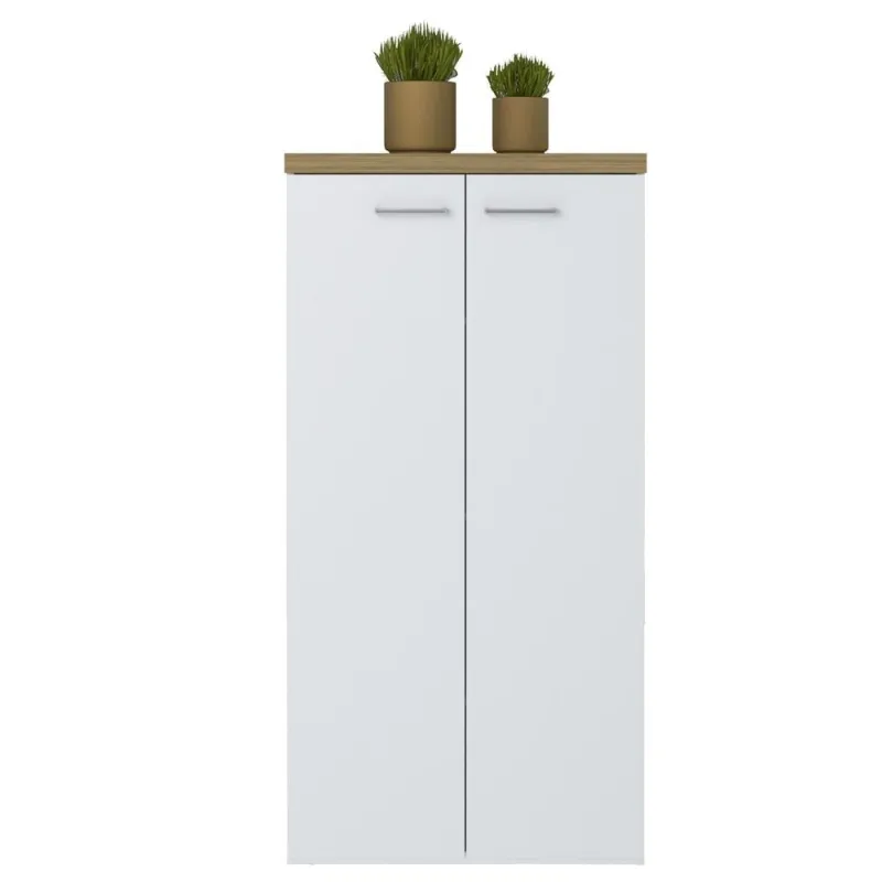 Armário Para Escritório Home Office Multiuso 2 Portas Orly A02 Olmo Branco - Lyam Decor - Lyam Decor - Móveis