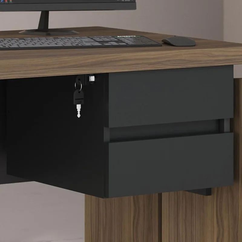 Gaveteiro Suspenso Para Mesa de Escritório 2 Gavetas Com Chave Ryemo A02 Preto - Lyam Decor - Lyam Decor
