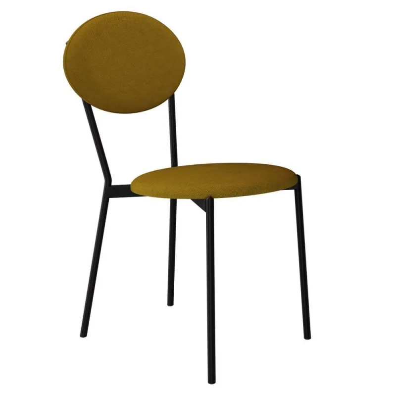 Cadeira Estofada Para Sala De Jantar Azuri Preto C01 Linho Mostarda - Lyam Decor - Lyam Decor