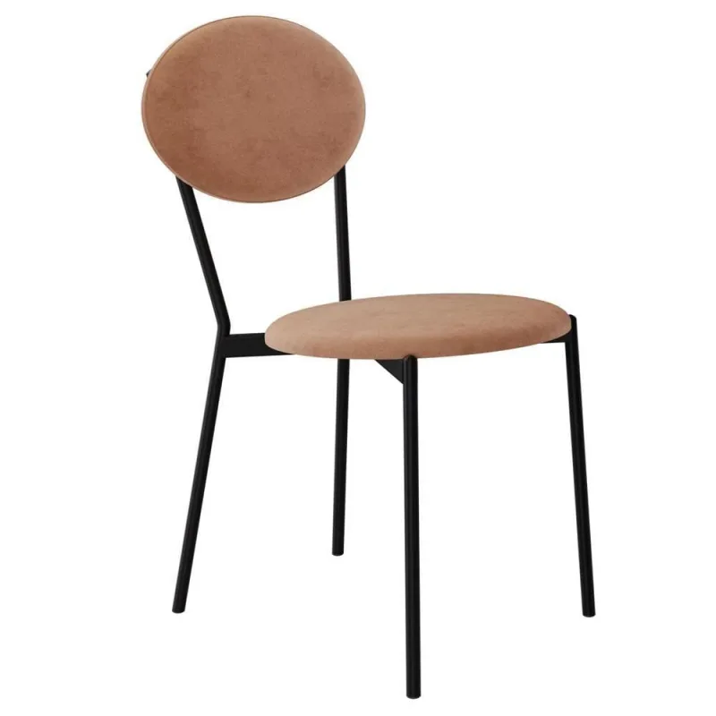 Cadeira Estofada Para Sala De Jantar Azuri Preto C01 Veludo Bege - Lyam Decor - Lyam Decor