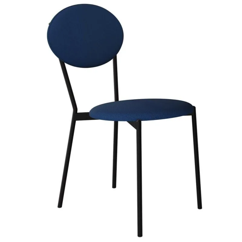 Cadeira Estofada Para Sala De Jantar Azuri Preto C01 Linho Azul - Lyam Decor - Lyam Decor