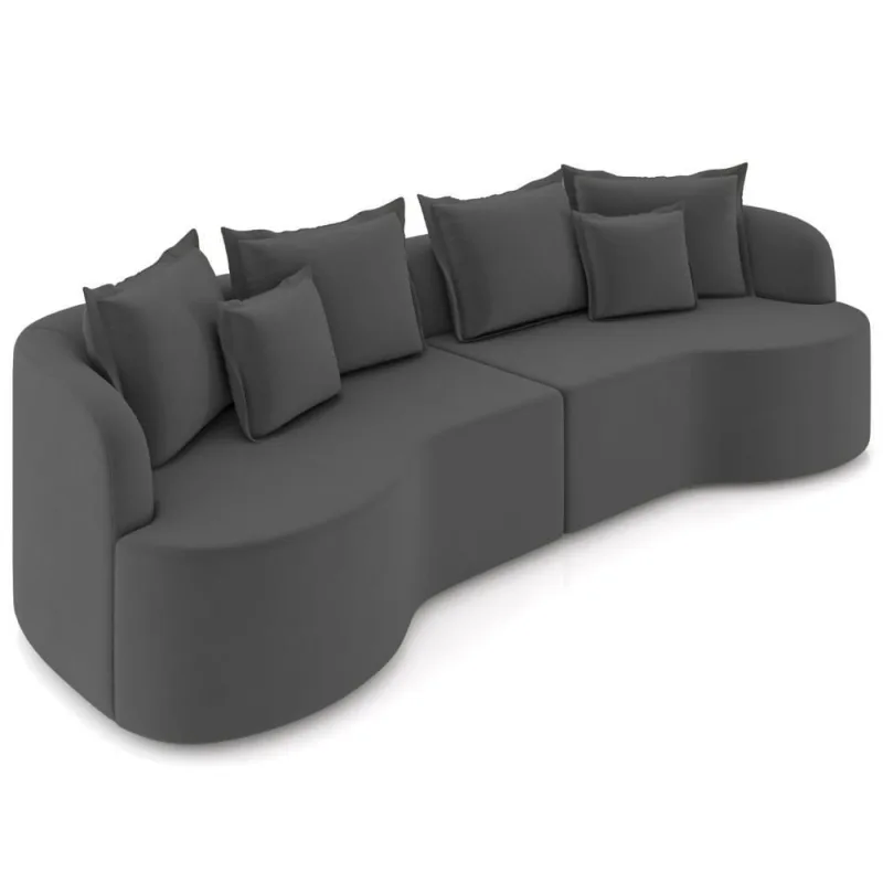 Sofá 3 Lugares Orgânico Sala De Estar Living 250cm Ekos K01 Veludo Cinza - Lyam Decor - Lyam Decor - Agro