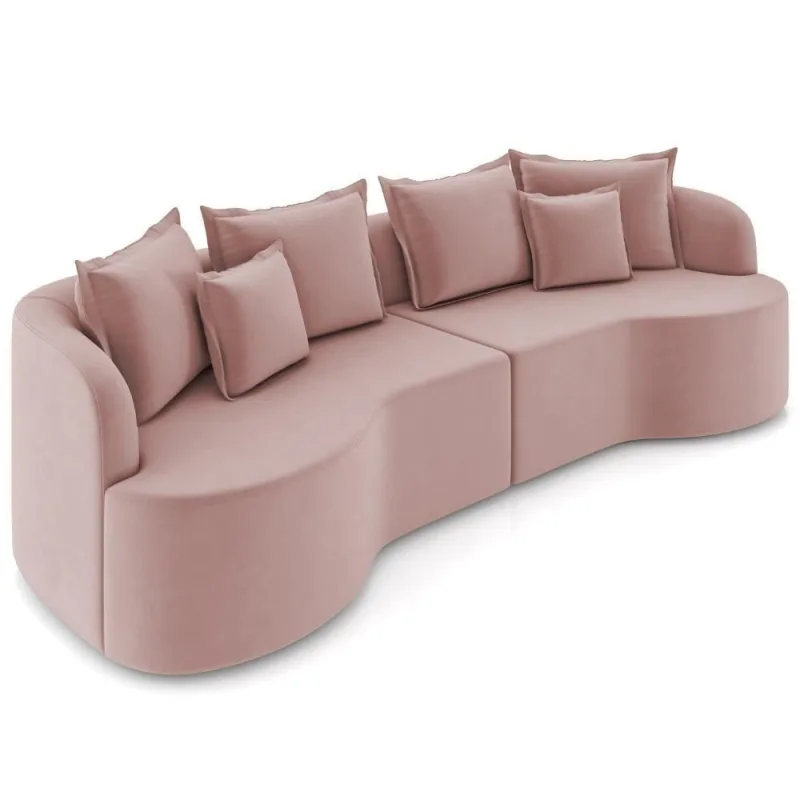 Sofá 4 Lugares Orgânico Sala De Estar Living 270cm Ekos K01 Veludo Rosê - Lyam Decor - Lyam Decor - Agro