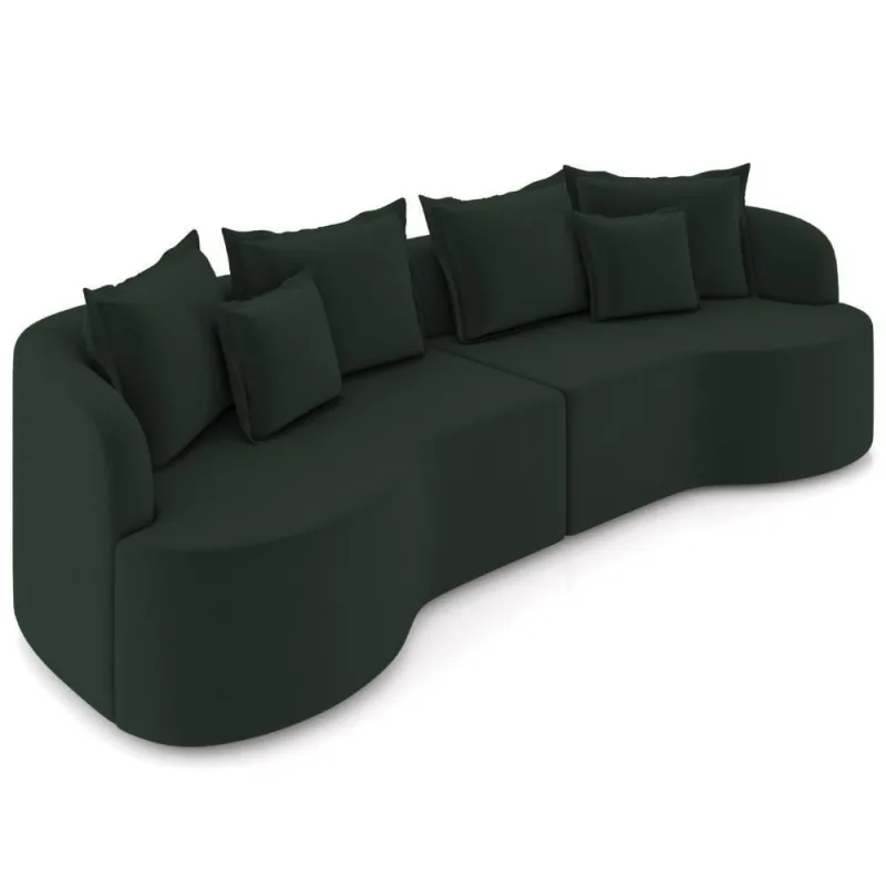 Sofá 3 Lugares Orgânico Sala De Estar Living 230cm Ekos K01 Veludo Verde - Lyam Decor - Lyam Decor - Agro