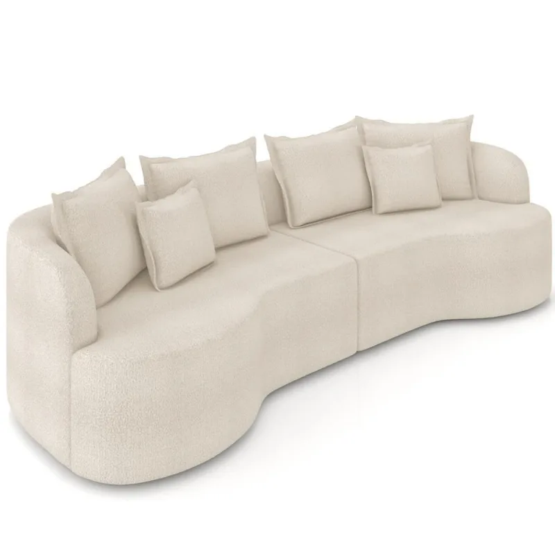 Sofá 4 Lugares Orgânico Sala De Estar Living 290cm Ekos K01 Bouclê Cru - Lyam Decor - Lyam Decor - Agro