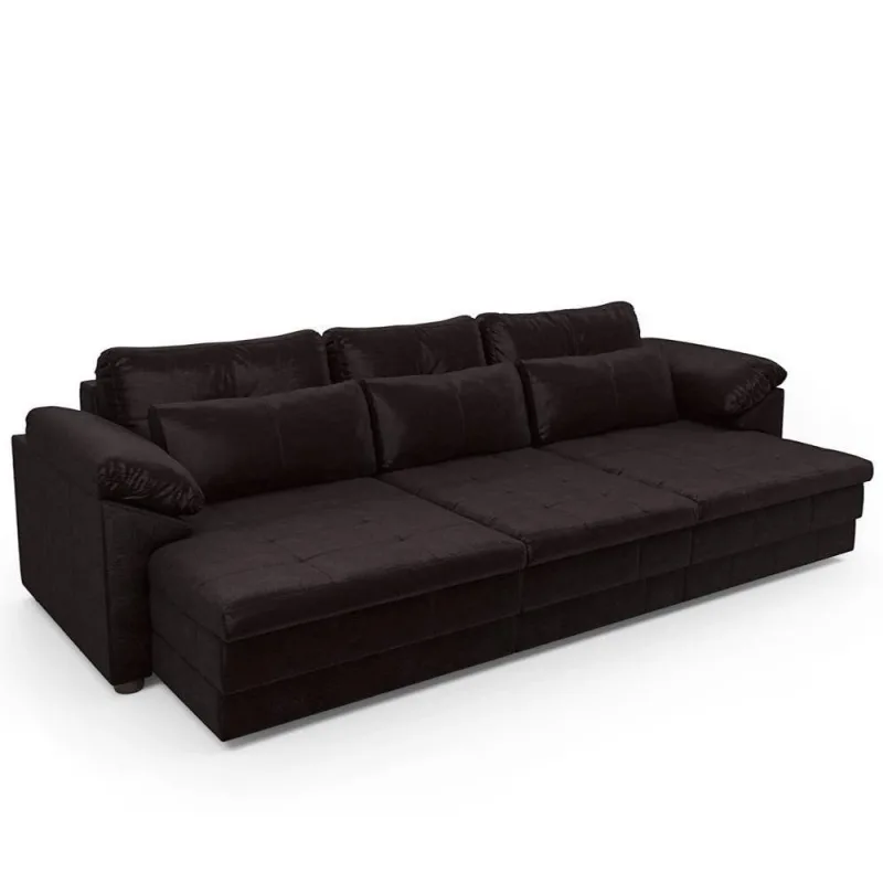 Sofá Retrátil Para Sala De Estar 4 Lugares 297cm Riza S03 Couro Vinho - Lyam Decor - Lyam Decor