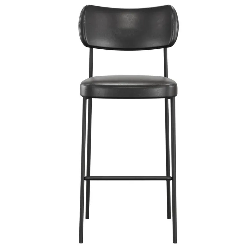 Kit 02 Banquetas Alta Melina L02 Assento Courino Estrutura Aço Encosto Fixo 76 cm Preto - Lyam Decor - Agro
