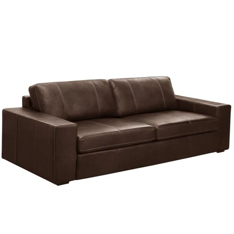 Sofá 2 Lugares Para Sala De Estar Living 150cm Aurora L06 Couro Marrom Café - Lyam Decor - Lyam Decor - Agro