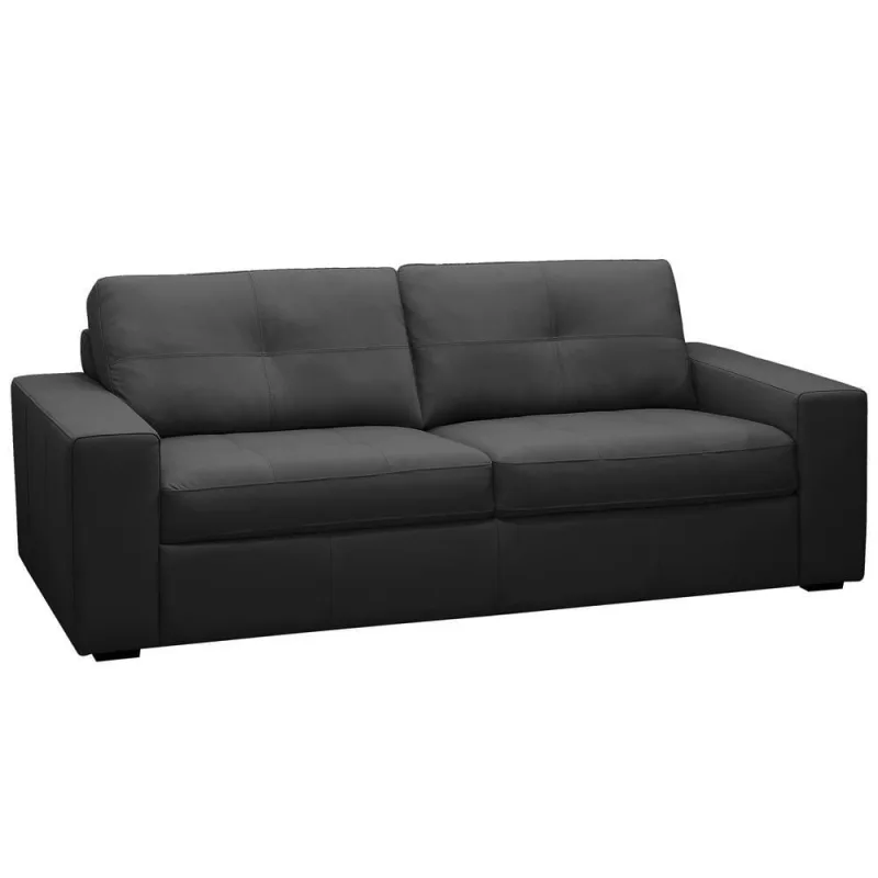 Sofá 3 Lugares Para Sala De Estar Living 205cm Vienne L06 Couro Preto - Lyam Decor - Lyam Decor - Móveis