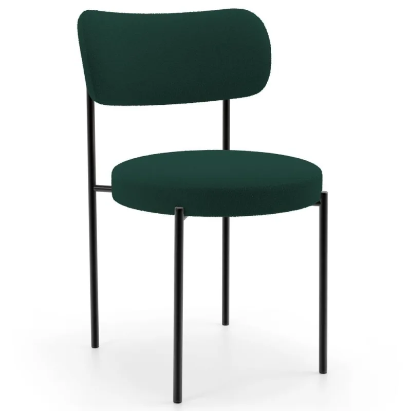 Cadeira Decorativa Estofada Para Sala De Jantar Louise L02 Bouclê Verde  - Lyam Decor - Lyam Decor - Móveis