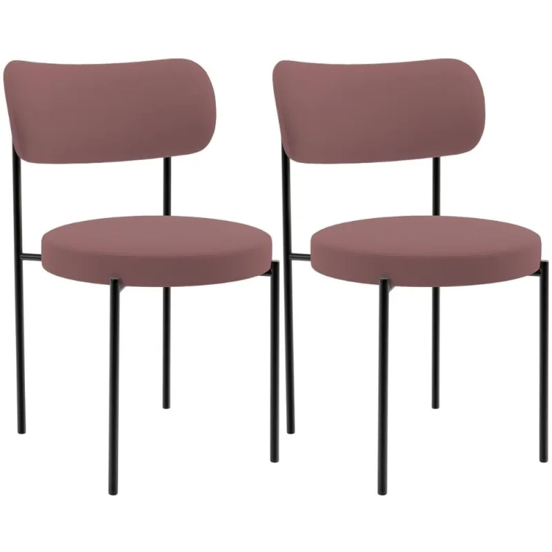 Kit 02 Cadeiras Estofadas Para Sala De Jantar Louise L02 Suede Rosê - Lyam Decor - Lyam Decor - Móveis