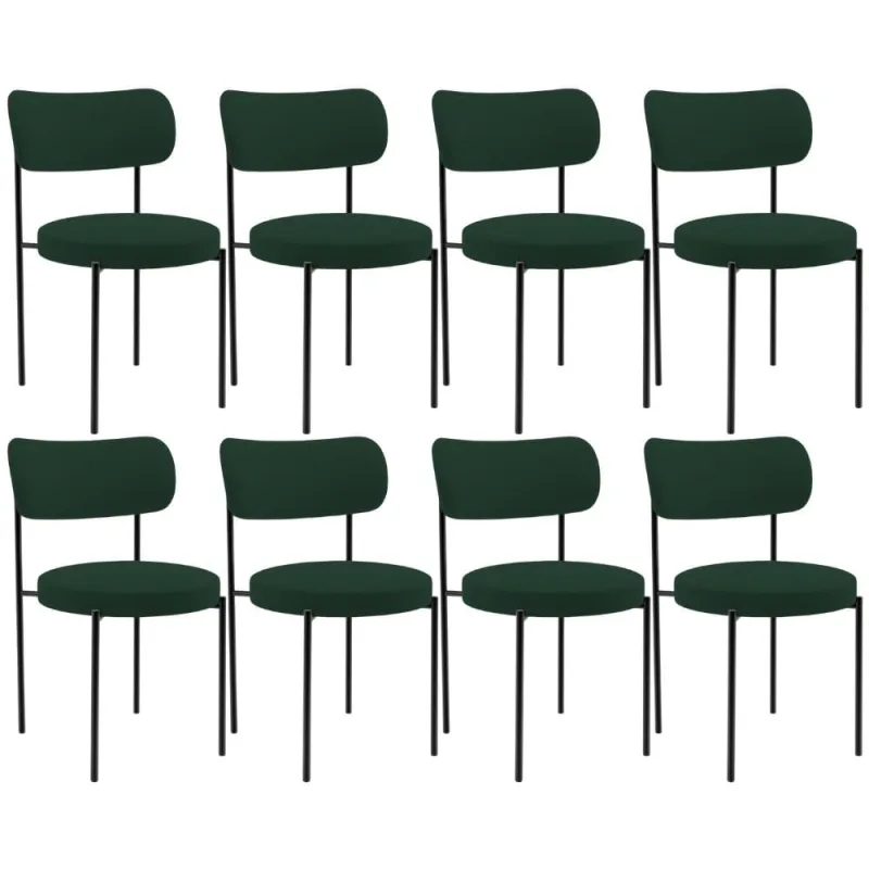 Kit 08 Cadeiras Estofadas Para Sala De Jantar Louise L02 Suede Verde Musgo - Lyam Decor - Lyam Decor - Móveis