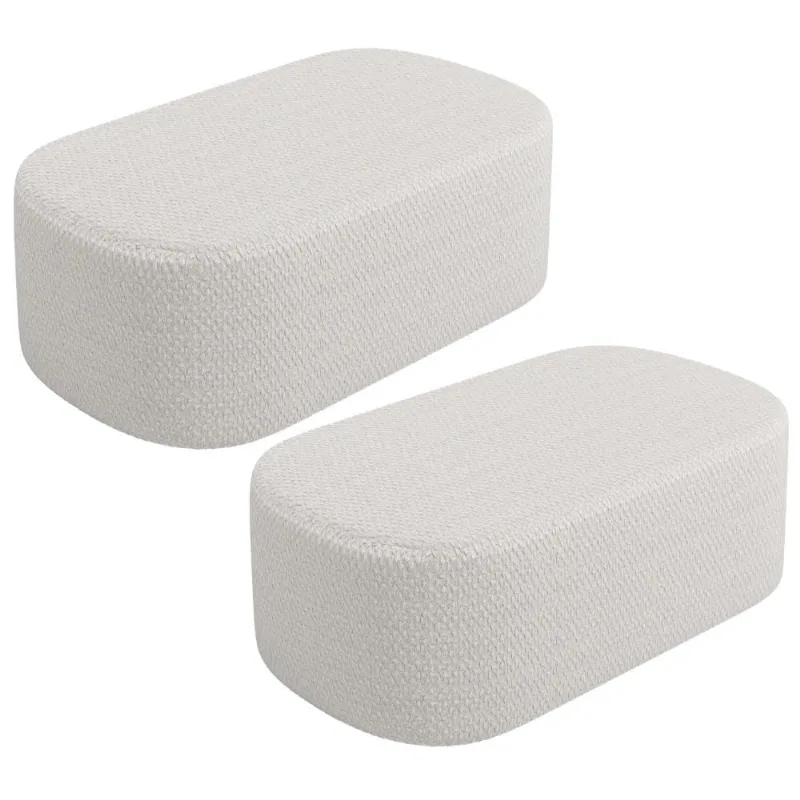 Kit 02 Puffs Decorativos Orgânico para Living Quarto 100cm Doha W01 Bouclê Cru - Lyam Decor