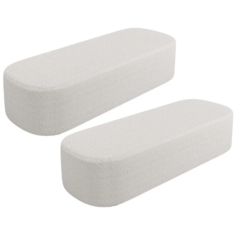 Kit 02 Puffs Decorativos Orgânico para Living Quarto 160cm Doha W01 Bouclê Cru - Lyam Decor