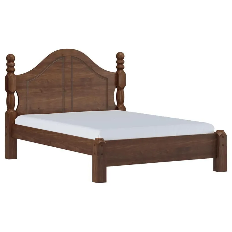 Cama Casal De Madeira Maciça Clássica Para Colchão 138x188 Zahav F06 Café - Lyam Decor - Lyam Decor - Móveis