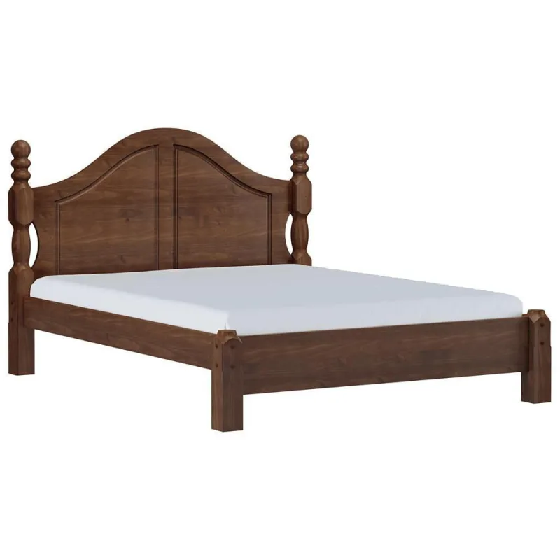 Cama Queen De Madeira Maciça Clássica Para Colchão 158x198 Zahav F06 Café - Lyam Decor - Lyam Decor - Móveis