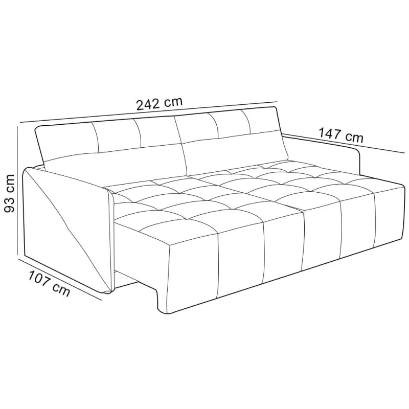 Sofá Cama Retrátil Para Sala de Estar 3 Lugares 242cm Galileu F04 Linho Bege - Lyam Decor - Lyam Decor - Móveis