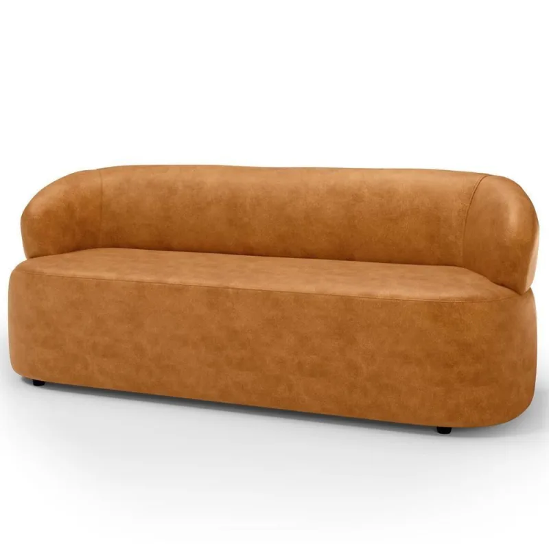 Sofá 3 Lugares Orgânico Sala De Estar Living 170cm Carmen F04 Couríssimo Whisky - Lyam Decor - Lyam Decor