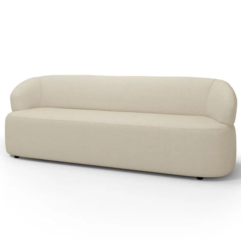 Sofá 3 Lugares Orgânico Sala De Estar Living 205cm Carmen F04 Linho Creme - Lyam Decor - Lyam Decor
