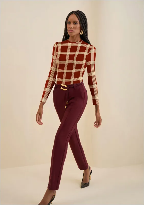 Calça Morena Rosa Reta Alta Bordo - Morena Rosa