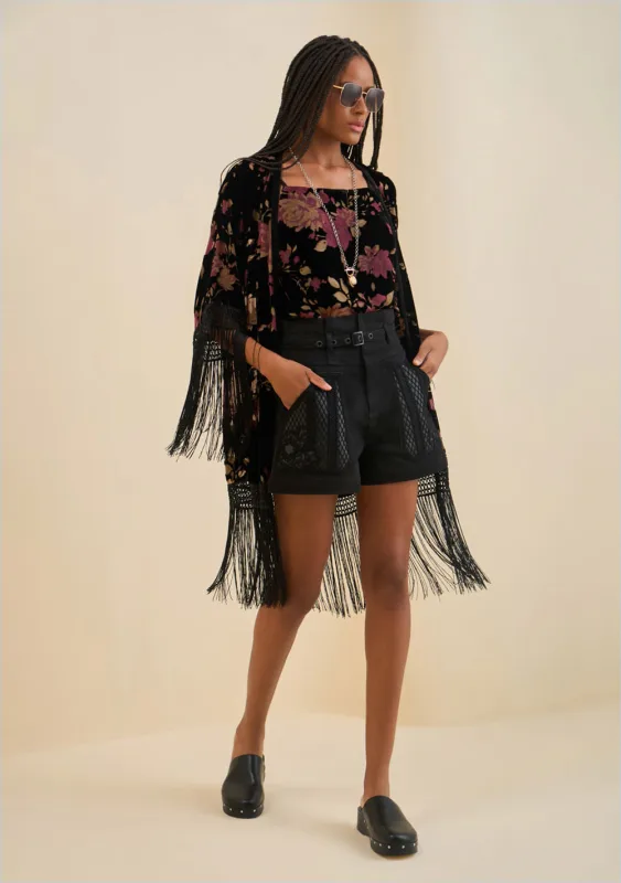 Shorts Morena Rosa Amplo Alta Preto - Morena Rosa - Outlet