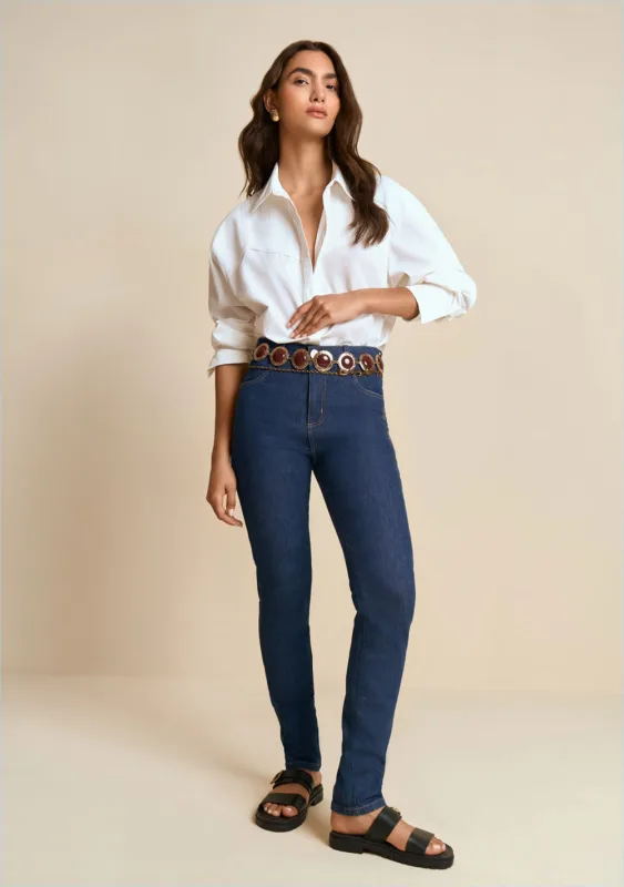 Calça Morena Rosa Skinny Média Azul - Morena Rosa