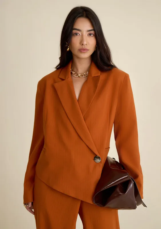 Blazer Morena Rosa Solto Manga Longa Padrão Laranja - Morena Rosa - Outlet