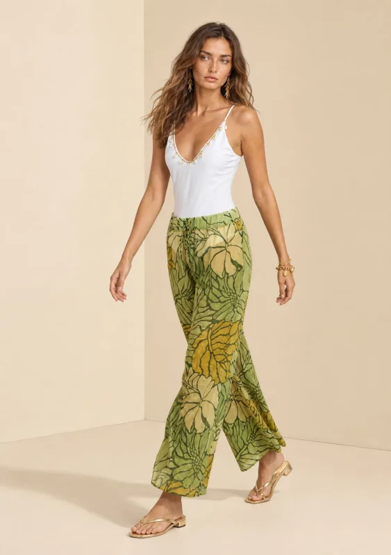 Calça Morena Rosa Wide Média Verde - Morena Rosa