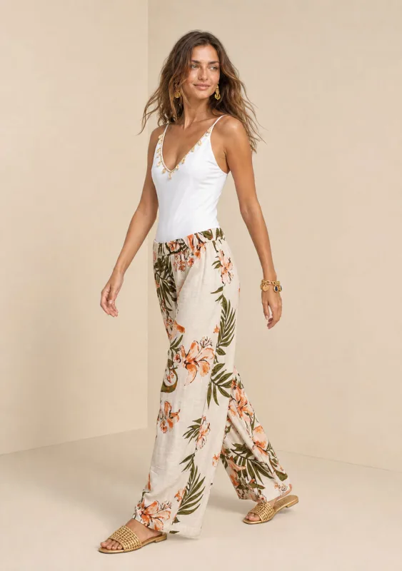 Calça Morena Rosa Reta Média Off White - Morena Rosa