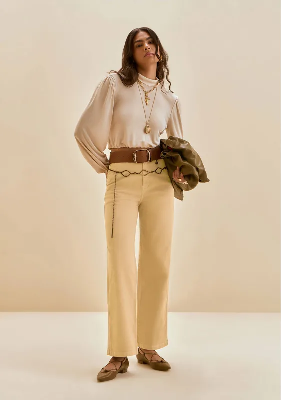 Calça Morena Rosa Wide Alta Amarelo - Morena Rosa
