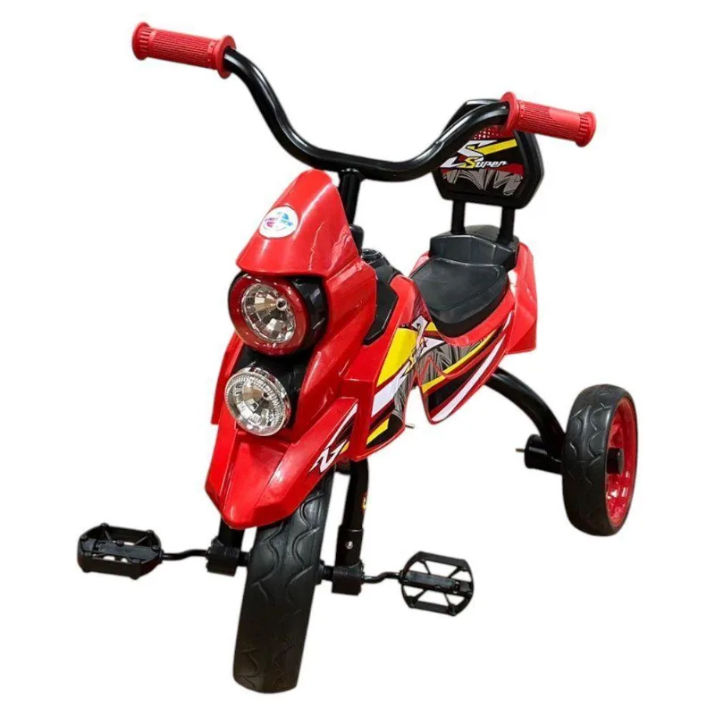 Triciclo Infantil Estilo Moto Com Pedais E Guidão Ergonômico Vermelho Unitoys