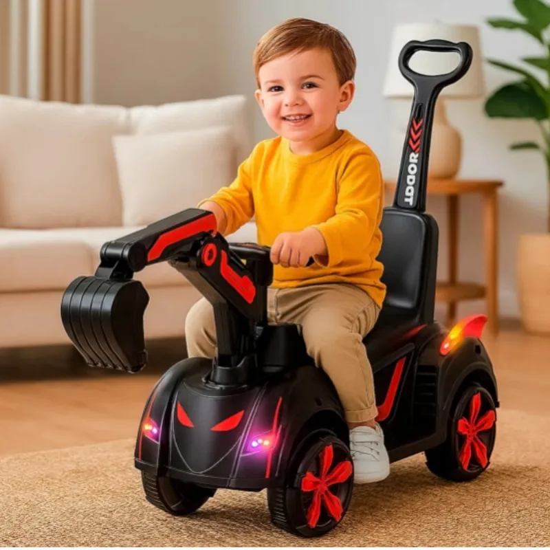 Retroescavadeira Elétrica Infantil Com Haste - Vermelha