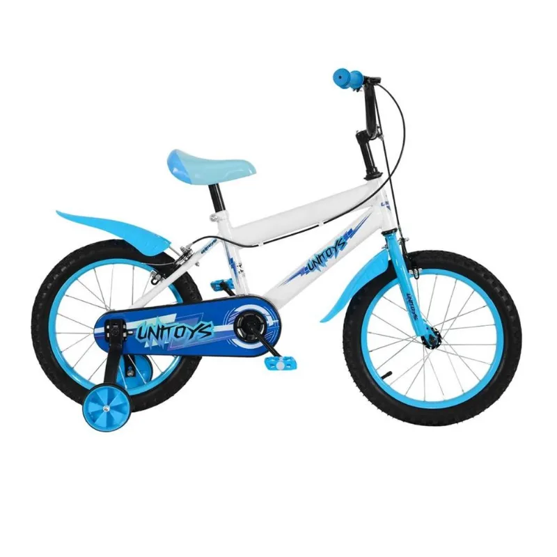 Bicicleta Infantil - Candy Strike - Branca E Azul - Aro 16 - Unitoys