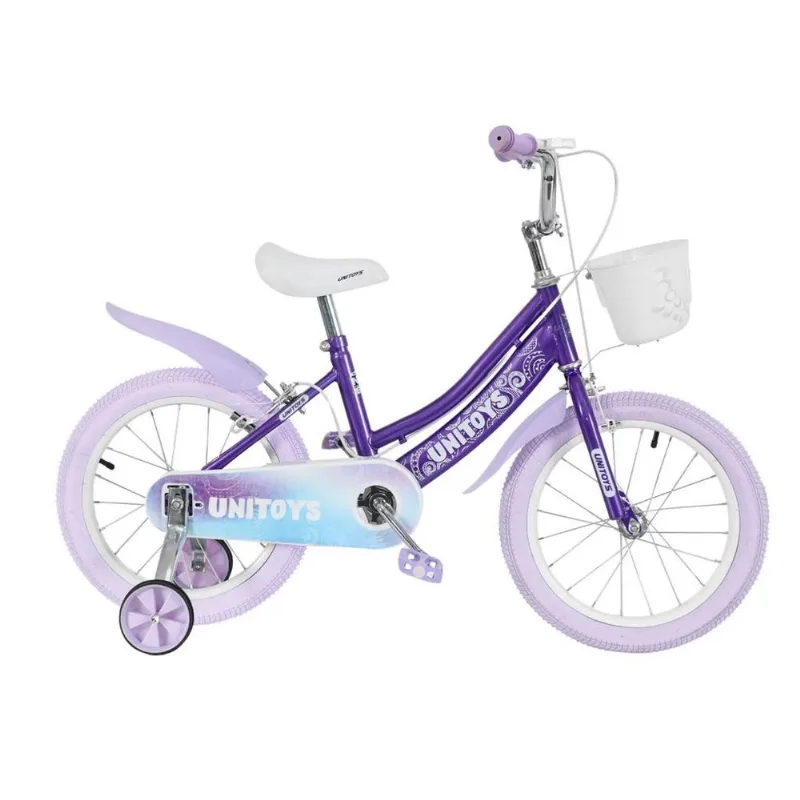 Bicicleta Infantil - Unicórnio Com Glitter - Lilás - Aro 16 - Unitoys