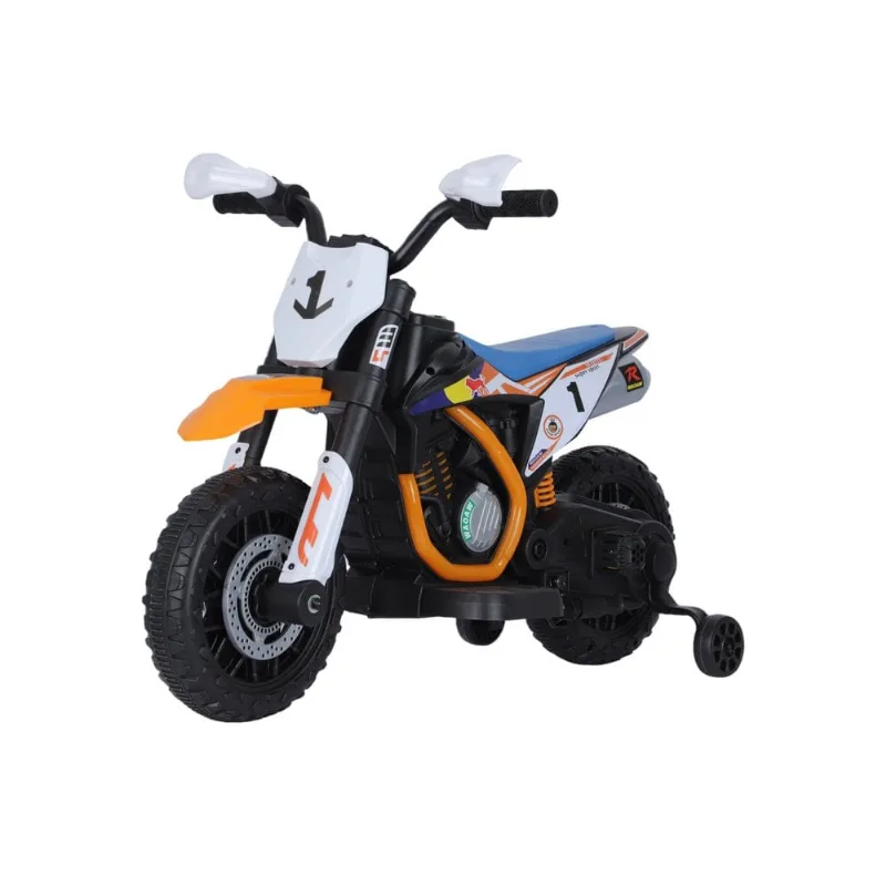 Moto Elétrica Infantil 2 Rodas Com Rodinhas Bateria Recarregável - Laranja