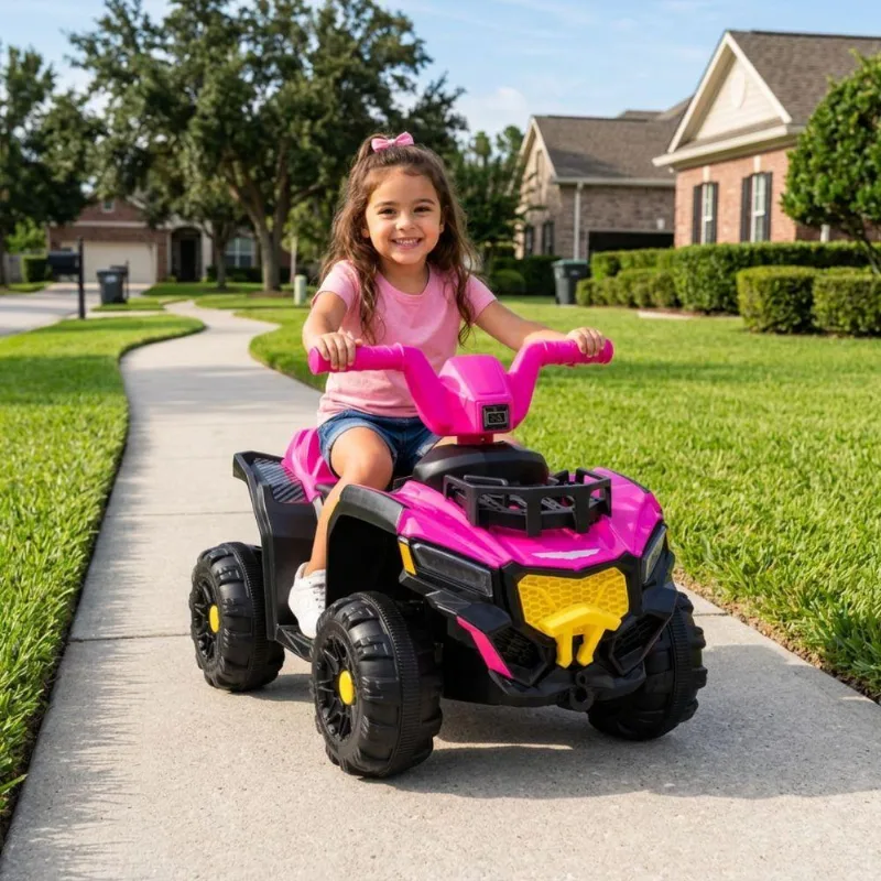 Carrinho Elétrico Infantil Mini Adventure Com Quadriciclo Recarregável Rosa Unitoys 6v - 500ma