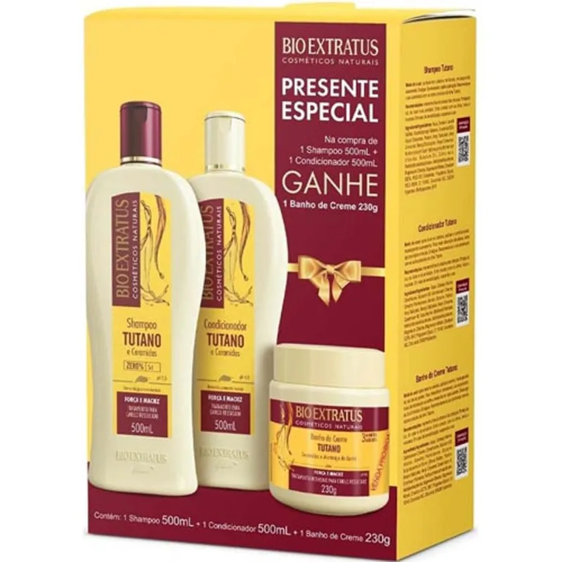 Kit Bio Extratus Tutano Shampoo 500ml + Condicionador 500ml + Banho de Creme 230g