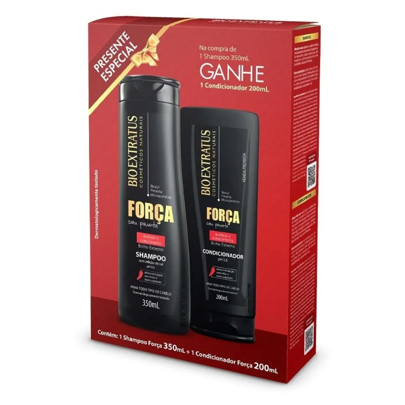 Kit Bio Extratus Força Com Pimenta Shampoo 350ml + Condicionador 200ml - Bio Extratus