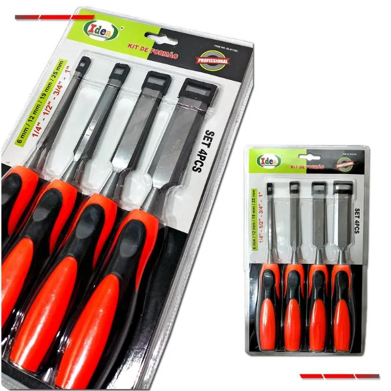 Formão Kit 4 Peças Profissional Marceneiro Entalhar Madeira