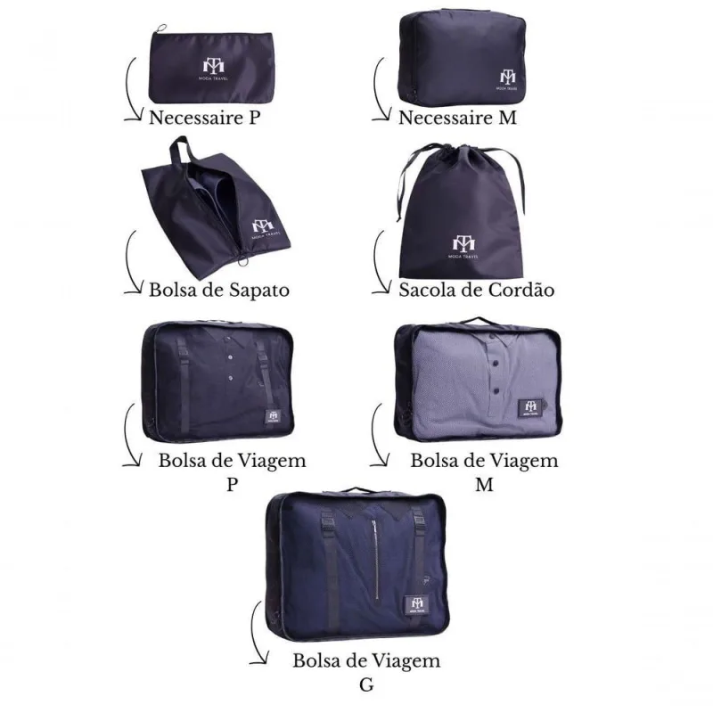Kit de Organizadores para Viagem Moda Travel Organizadoras Mala Poliéster Único Unissex - OUTRAS