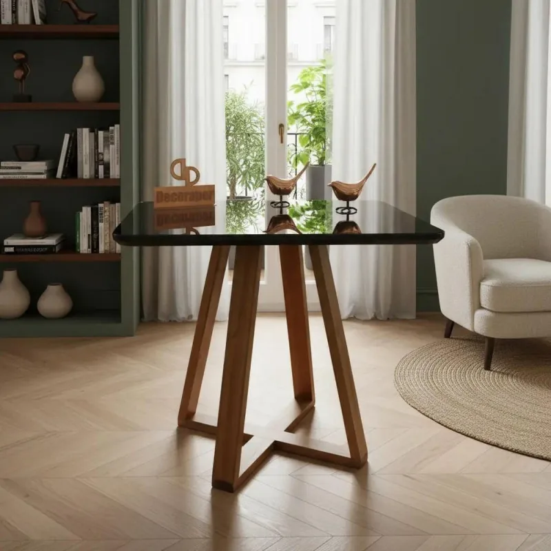 Mesa de Jantar Pandora 6 Lugares Retangular MDF Preto Decoraper - Decoraper - Agro
