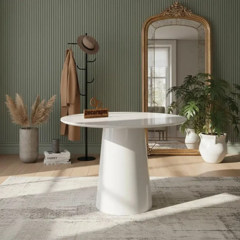 Mesa de Canto Cone Laqueado Redondo Vidro MDF 60CM Decoraper - Decoraper - Agro