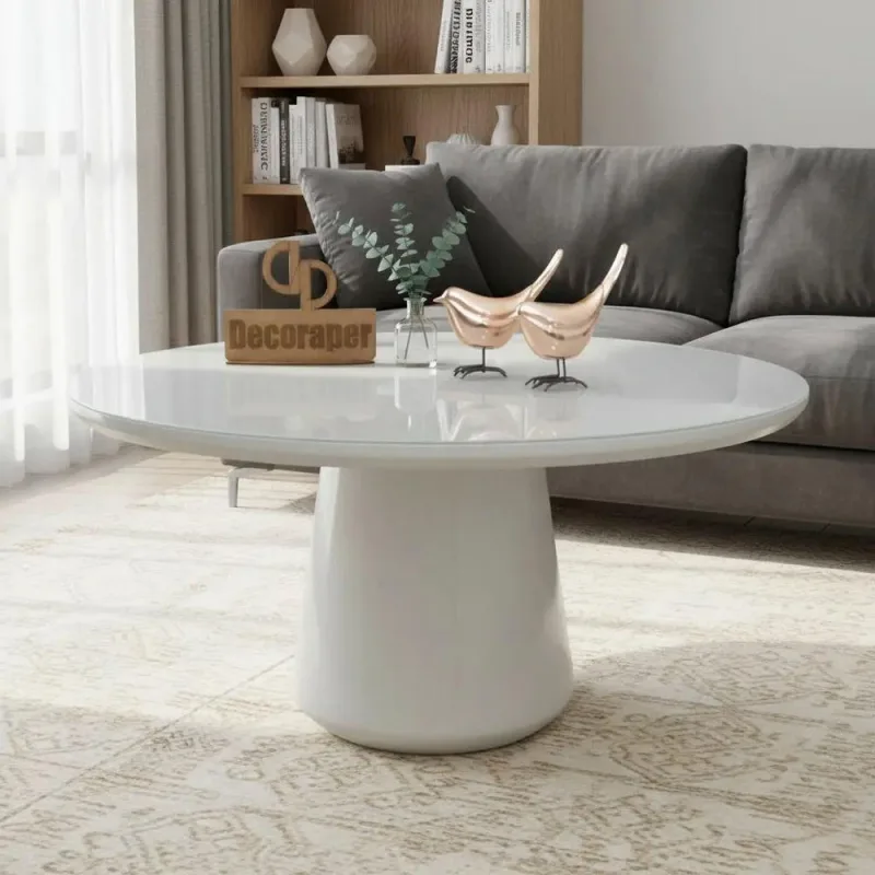 Mesa de Centro Base Cone Laqueada Redonda MDF Madeira 60CM Decoraper - Decoraper - Agro