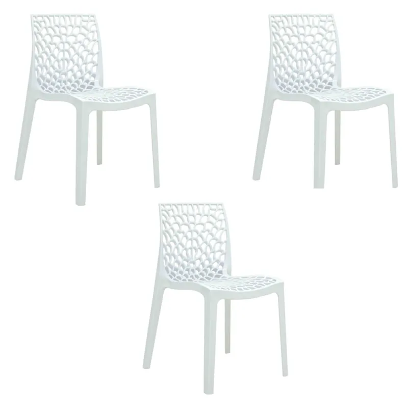 Cadeira Sala de Jantar kit 3 Gruvyer Branco R02 - D'Rossi - Rivatti