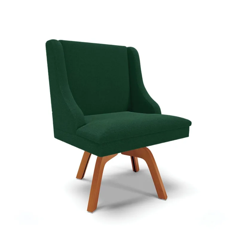 Cadeira Sala de Jantar Giratória MM35 Liz Bouclê Verde D03 - D'Rossi - DRossi