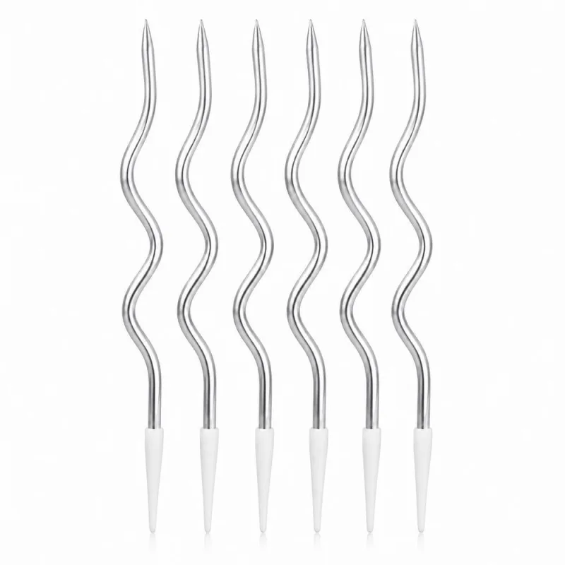 Vela de Aniversário Espiral Metalizada 15,5cm 6 Unidades Prata Extra Festas - Outros - Agro