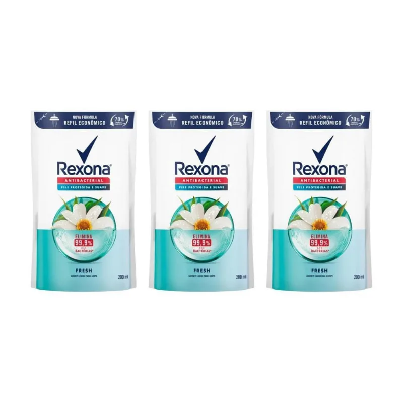 Sabonete Liquido Rexona Refil 200Ml Fresh - Kit Com 3Un
