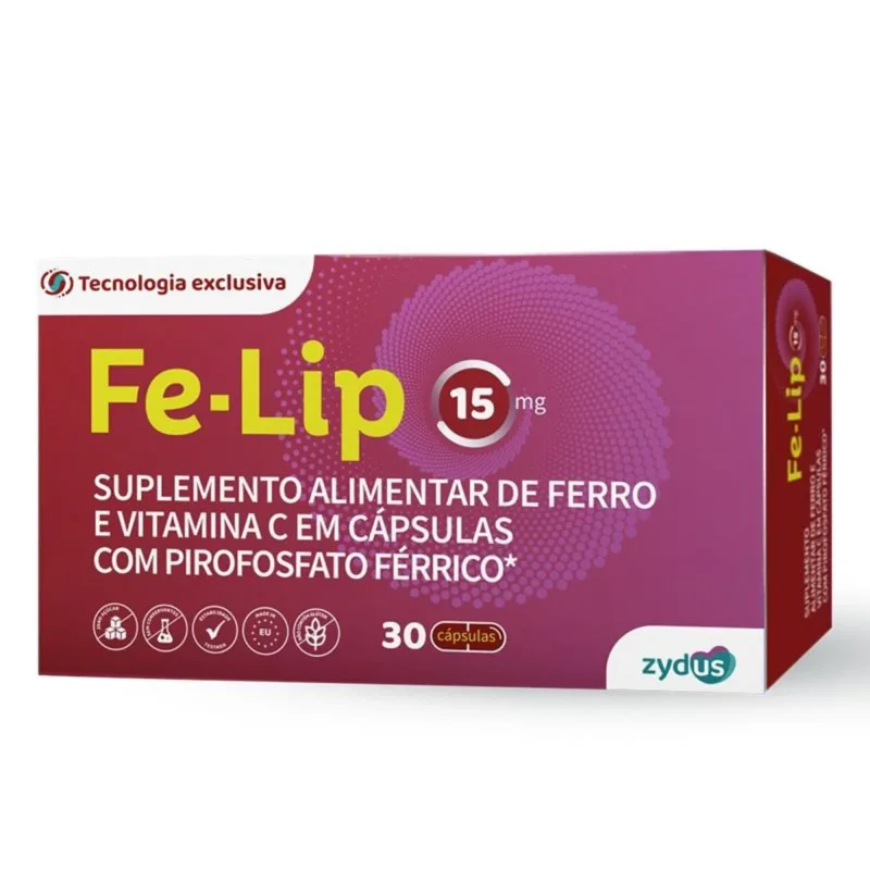 Suplemento Alimentar FeLip 15mg Zero Açúcar 30 Cápsulas - FeLip - Vida Saudável