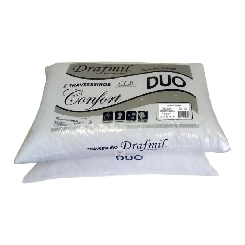 Kit de 2 Travesseiros 70cm Tec Matelasse Fibra 14Duo Drafmil - Não Disponível - Cama, Mesa E Banho